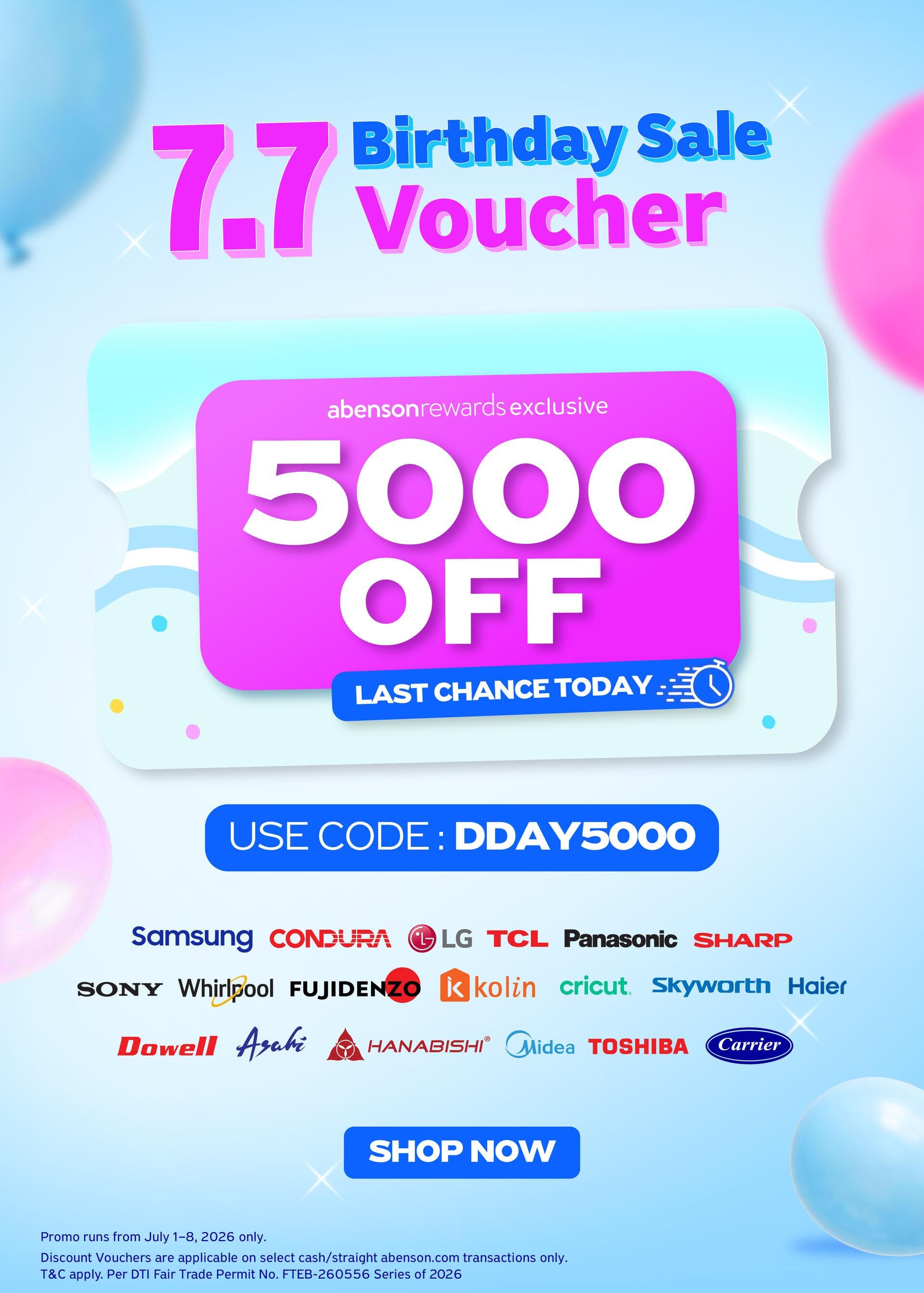 P5,000 OFF Online Voucher
